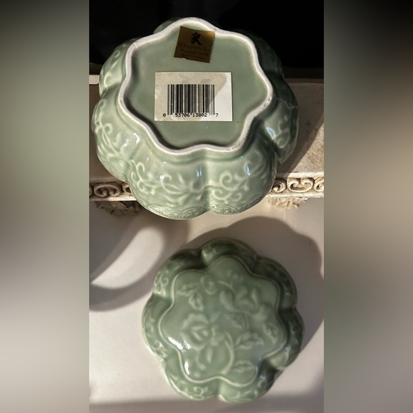 Chopsticks Andrea by Sadek Hand Carved Celadon Longquan w/Flowers & Ruyi Design. - Picture 12 of 15